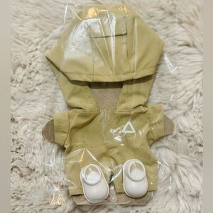 Labubu Clothes and Accessories- Tan Hooded Doll Outfit with White Shoes